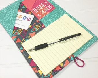 Geometric list taker, Washi fabric, Mini Shopper, Notepad holder, Teachers gift, Notebook cover, Coupon book, Writers gift, Notepad clutch