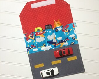 Toy car storage, Toy car organizer, Gift for kids, Car party Favor, car mats. car wallet, Airplane wallet, car organizer, toy car mat