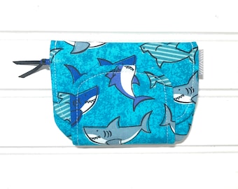 Wallet, Shark, Children's wallet, Key chain wallet, travel wallet, ID holder, boys wallet, Card wallet, Change purse, blue wallet, bi fold