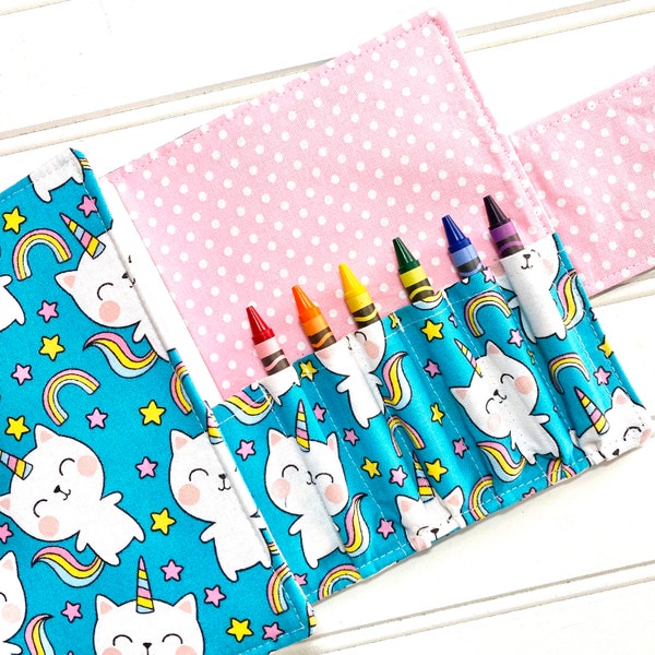 Caticorn party favor, Crayon holder, Travel toys, Caticorn , gift for kids, personalized gift, Crayon wallet, crayon organizer, girls wallet