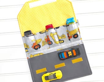 Toy car storage, Toy car organizer, Gift for kids, Car party Favor, car mats. car wallet, fabric wallet, car organizer, toy car mat, playmat