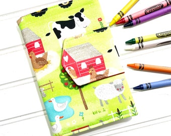 Farm wallet, Crayon holder, Travel toys, dinosaur toy, gift for kids, summer toy, Washable wallet, crayon organizer, money wallet, Farm