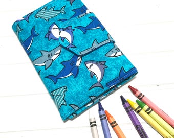 Baby shark, crayon wallet, Coloring book, Washable toy, Crayon case, Crayon roll up, crayon holder, Kids crafts, Crayon holder, shark wallet