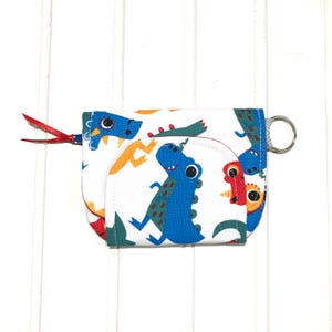 Dinosaur, Wrist wallet, Children's wallet, Keychain wallet, ID holder, Card wallet, Change purse, kids gift, small pouch, Dinosaur wallet