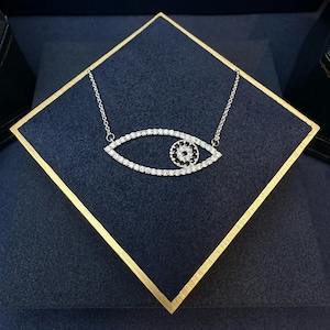 Evil Eye Necklace: Gold-Plated Brass Pendant with CZ