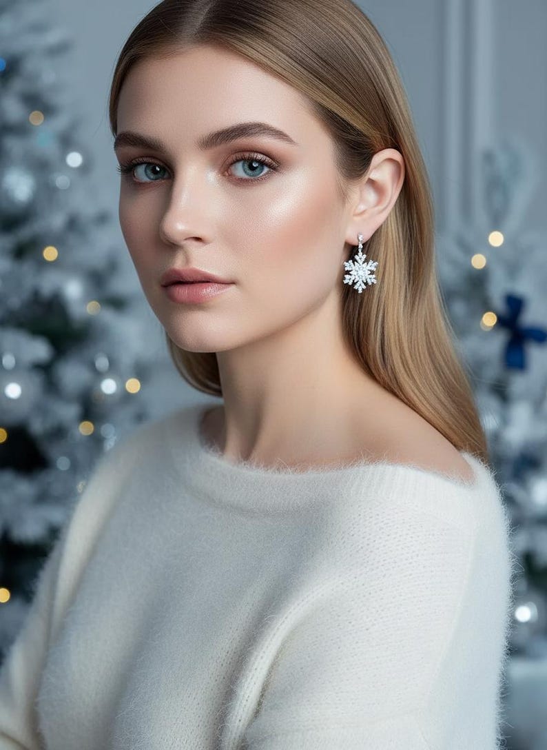 Christmas Tree Snowflake Dangle Earrings main image 0