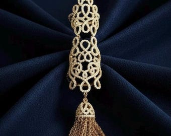 Rose Gold Filigree Full Finger Ring | Sterling Silver Tassel Bridal Jewelry