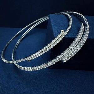 Sleek Crystal Choker |  Rigid Necklace | Flexible Choker Collar | Neck Cuff | Flexible Choker | Trendy Sparkly Choker | Wire Choker | Gift