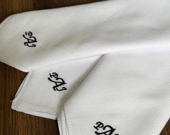 Dad giftHandkerchief Men Embroidery Custom Monogram Wedding Anniversary 3-in-one White Cotton Personalization Color Name Initials Father day