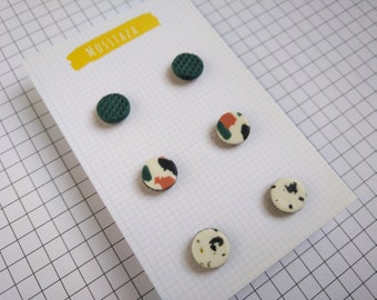 3 pack polymer clay earrings! Green+ pink+ black and white