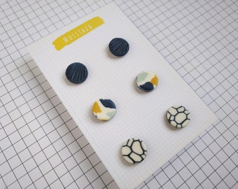 3 pack polymer clay earrings! Blue+ yellow+ black and white