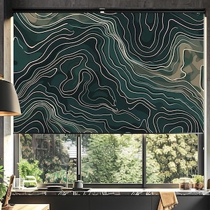 Modern Topography Roller Blinds, Blackout Window Shades, Contemporary Home Decor, Custom Window Shades, Custom Made Blackout Shades for Home