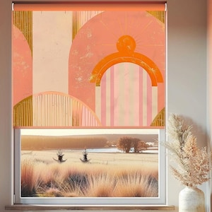Custom Roller Blinds, Perfect Window Shades for Any Room, Boho Sunset Roller Blind, Customizable Window Coverings, Blackout Roller Blinds