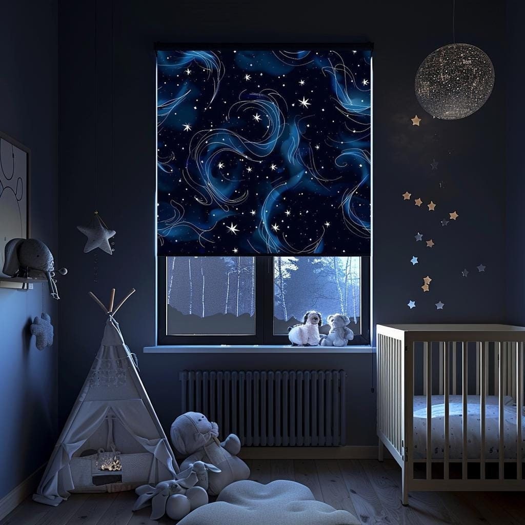 Starry Night Roller Blinds | Space Theme Custom Window Shades, Galaxy ...