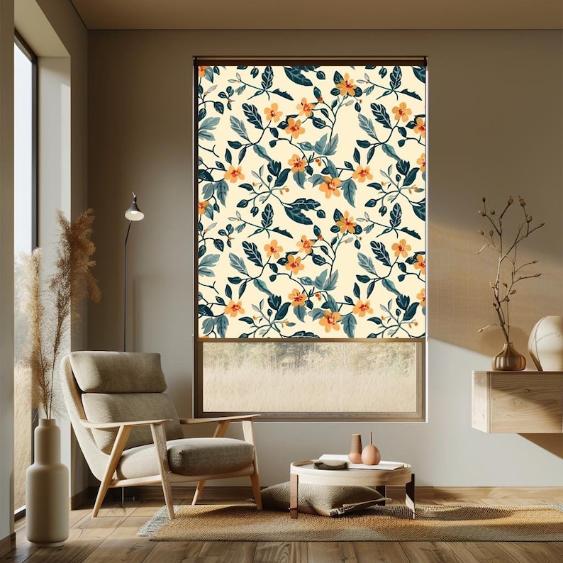Beautiful Flower Design Roller Blind, Ideal for Living Spaces, Perfect ...