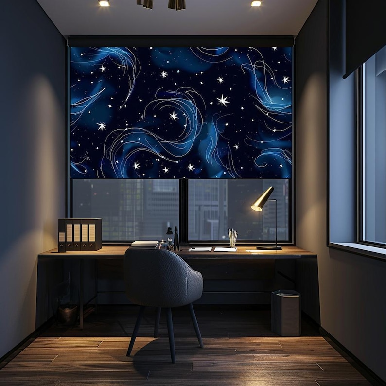 Starry Night Roller Blinds | Space Theme Custom Window Shades, Galaxy ...