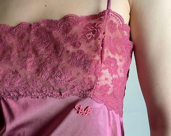 vintage Diane Von Furstenberg camisole / 80s DVF mauve lace cami / vintage lingerie