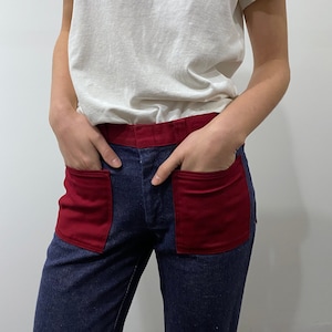 1960s color block denim / 60s dark wash high waist skinny flares / Contact slacks by Miller