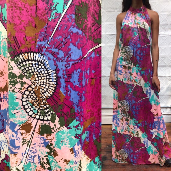 1960s mod psychedelic abstract floral splatter pri