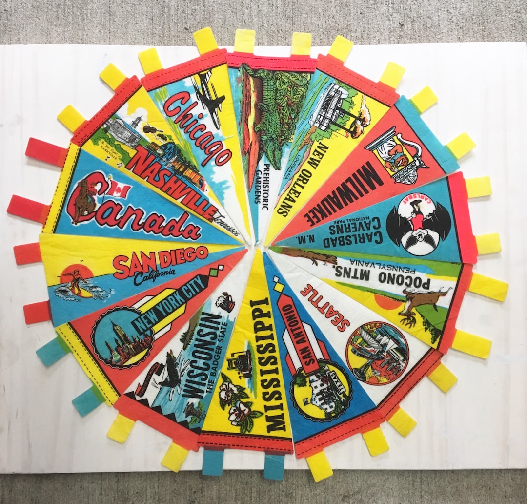 Wholesale Vintage Pennants / Bulk Lot of Travel Souvenir Felt Pennants / Diy Bunting Kit / Diy