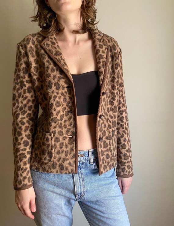 vintage Talbots merino wool leopard print blazer … - image 2