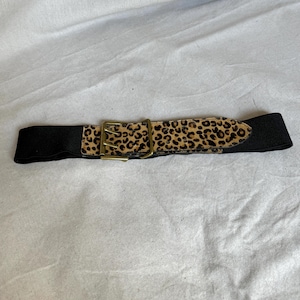 Y2K Leopard Print Belt – Grunge Animal Print Faux Fur Belt