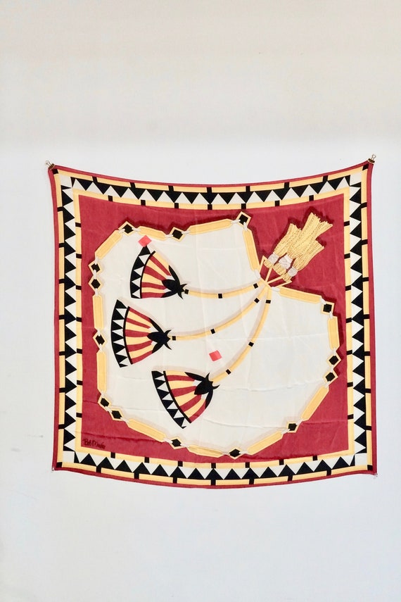 vintage Bob Mackie silk status print scarf / large