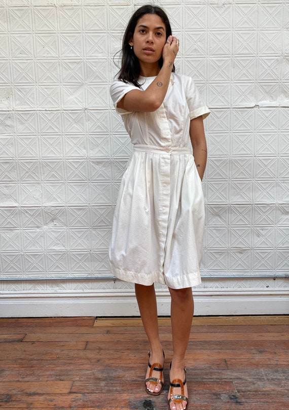vintage 50s White Swan nurse uniform dress / 1950s