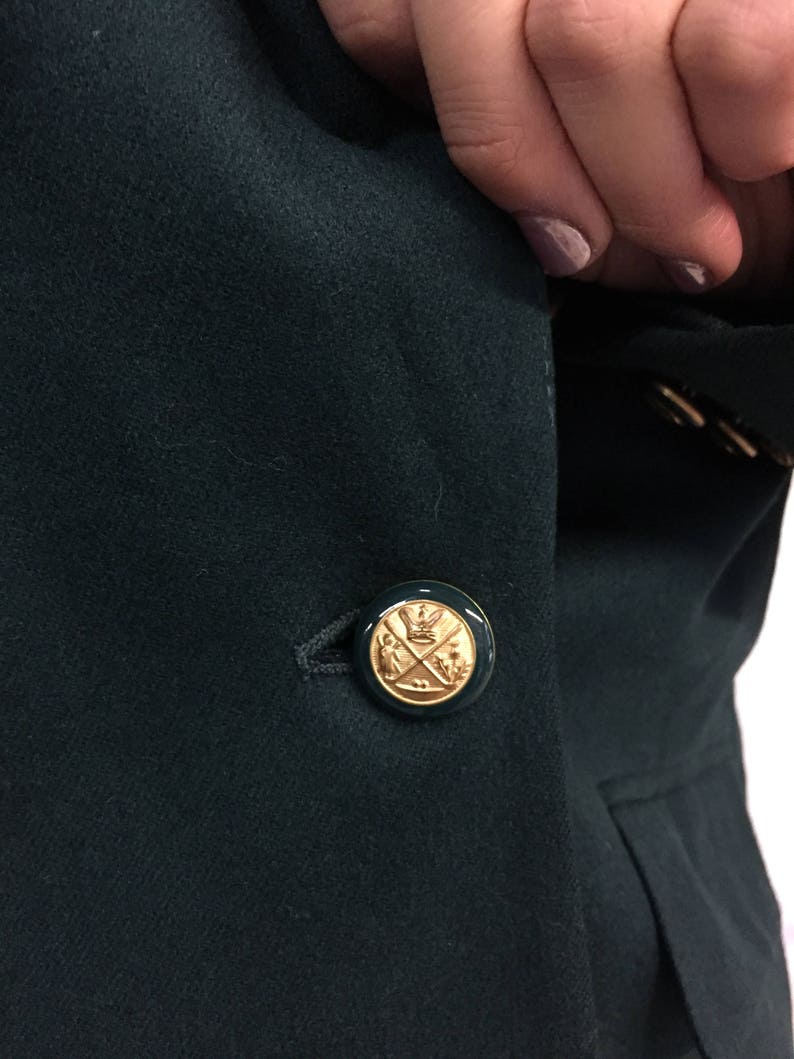 vintage Pendleton wool blazer classic forest green tweed blazer preppy gold royal crest button sport coat