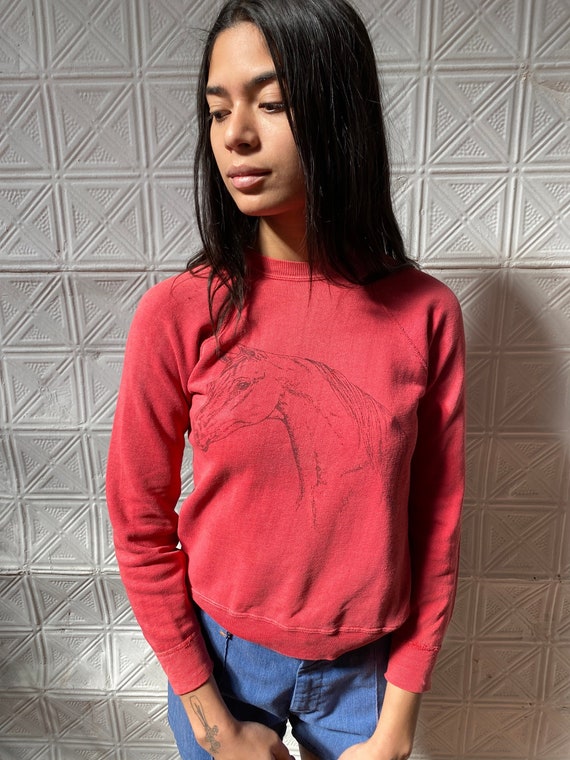 60s sweatshirt / 1960s kids sweatshirt / red sweat