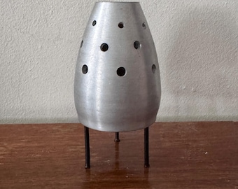 vintage silver tea light lantern / space age mod decor