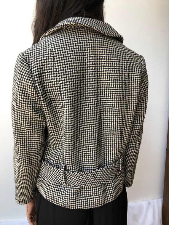 vintage 50s houndstooth wool jacket / 1950s black… - image 6