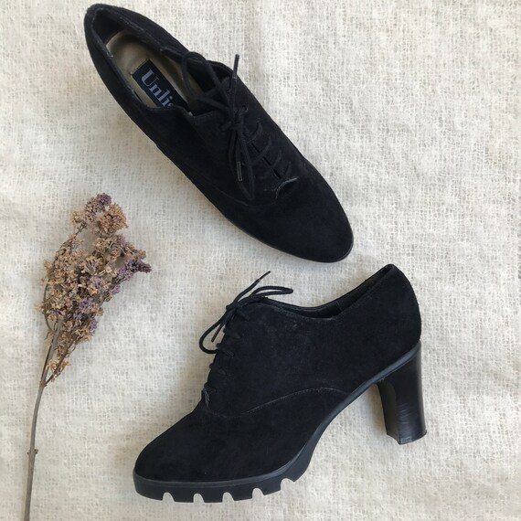 black suede booties with laces