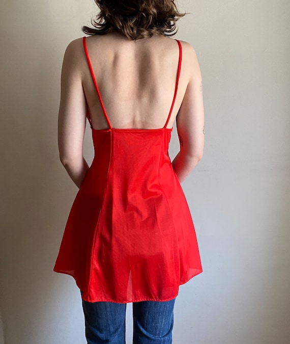 vintage red negligee / 80s lace nightie / vintage… - image 4