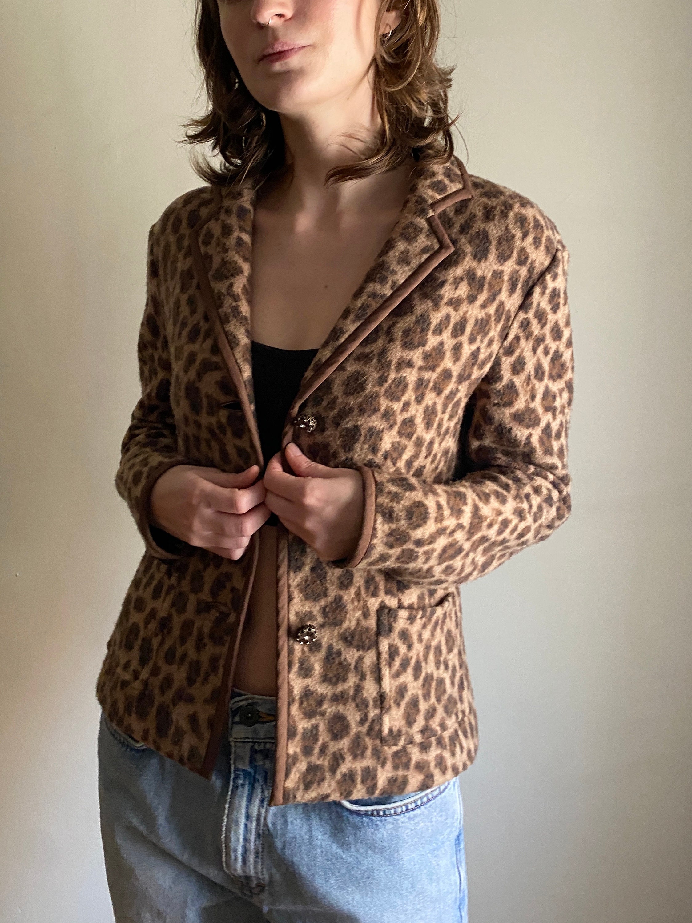 Boohoo Denim Animal Print Jacket Dalmatian Fur Coat Petite Snow