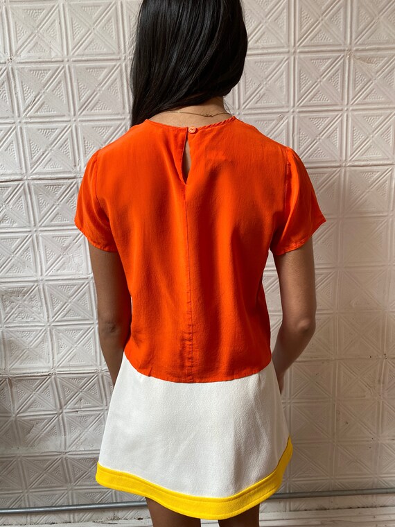 90s orange silk crop top / 1990s silk tee / short… - image 6