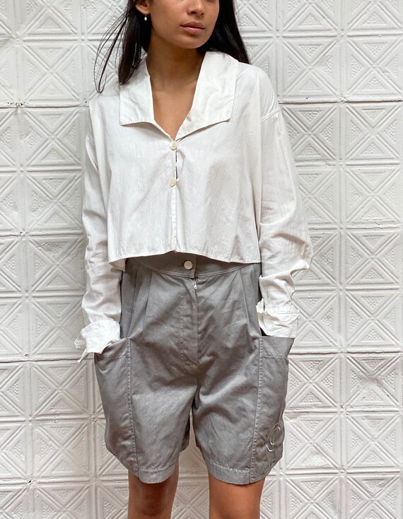 vintage Edwardian cotton blouse / collared button