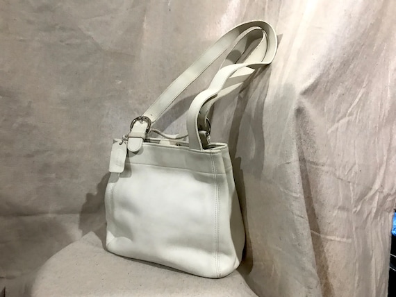 vintage 90s Coach white leather bucket bag / monoc