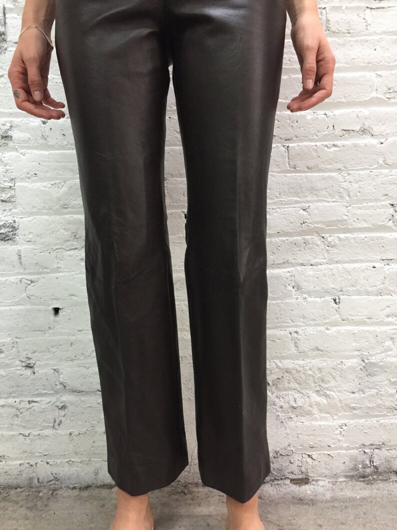 chocolate brown leather pants