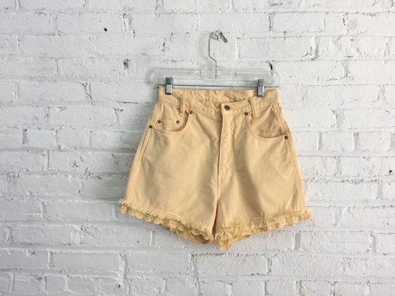 yellow jean shorts