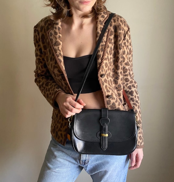 Vintage Dooney and Bourke Front Flap Shoulder Bag Vintage Black Leather Saddle Bag 80s Dooney Purse Etsy