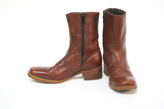 vintage 70s Dingo mens camel brown leather beatle