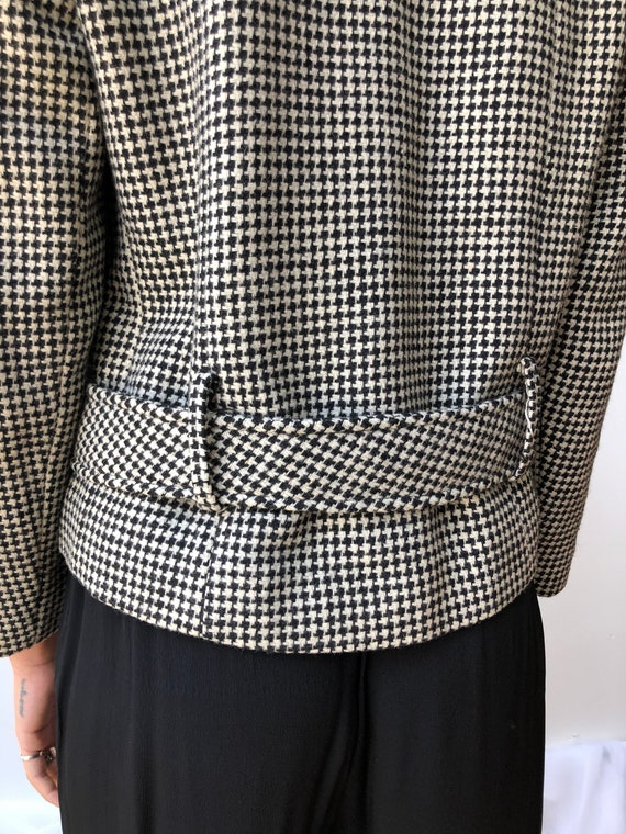 vintage 50s houndstooth wool jacket / 1950s black… - image 7