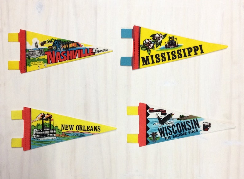 Vintage Wholesale Lot of Travel Souvenir Felt Pennants / Diy Etsy