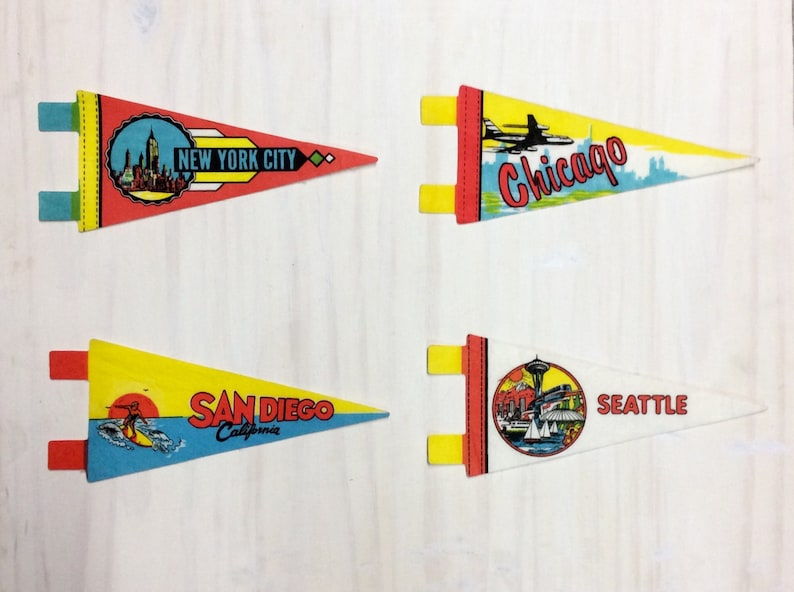 Vintage Wholesale Lot of Travel Souvenir Felt Pennants / Diy Etsy