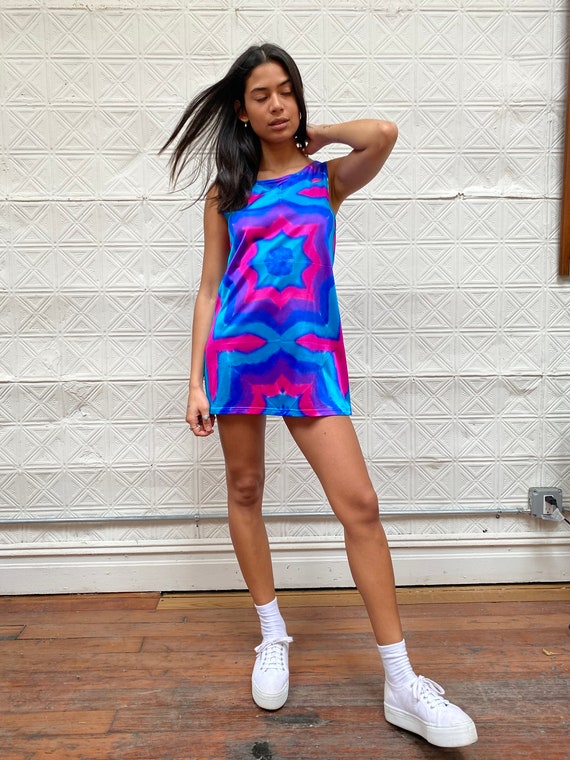 vintage 90s tie dye speedo tunic dress / 1990s str