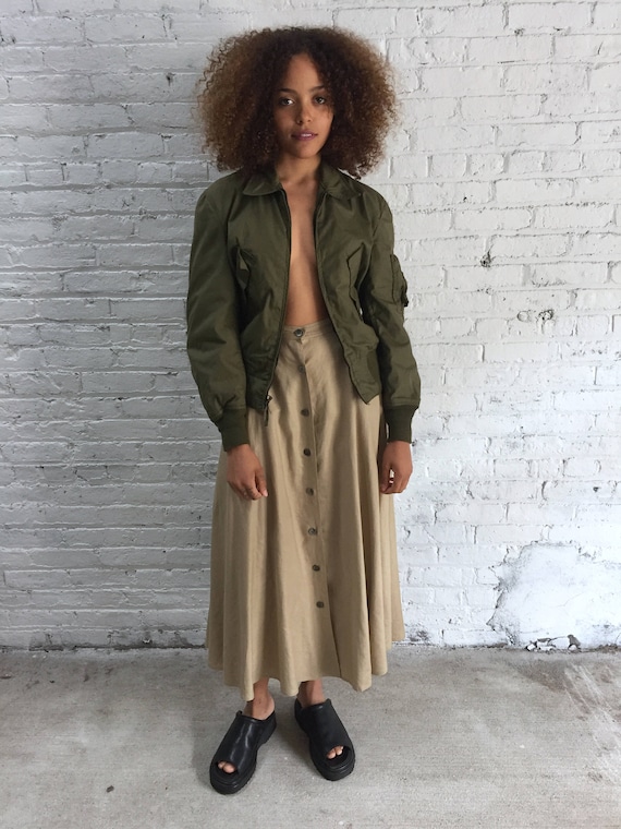 vintage army green military bomber jacket / nomex