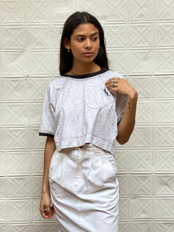 80s original Mossimo crop top / 1980s belly shirt
