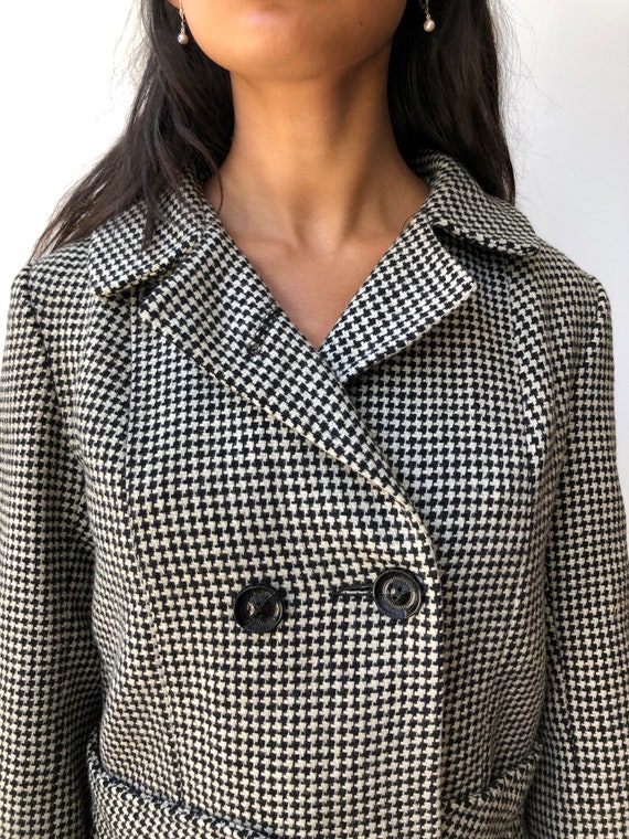 vintage 50s houndstooth wool jacket / 1950s black… - image 3