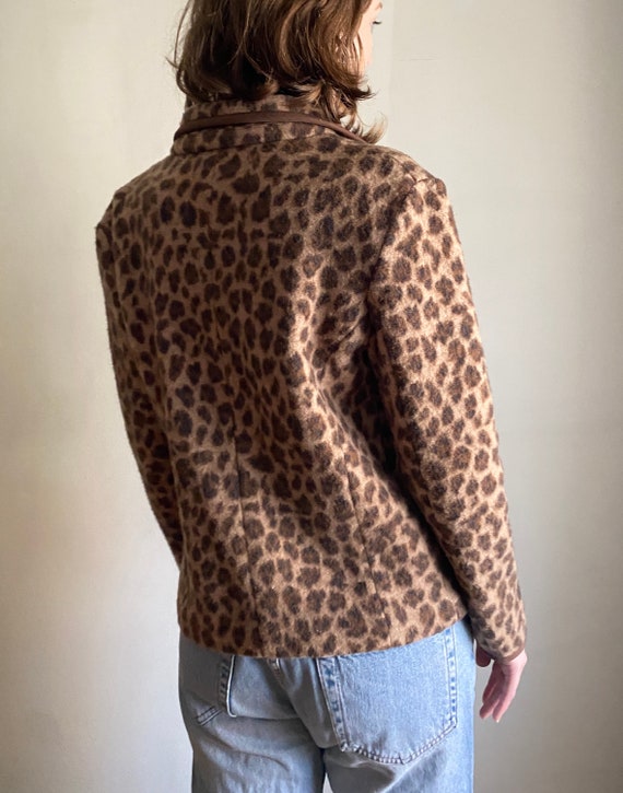 vintage Talbots merino wool leopard print blazer … - image 5